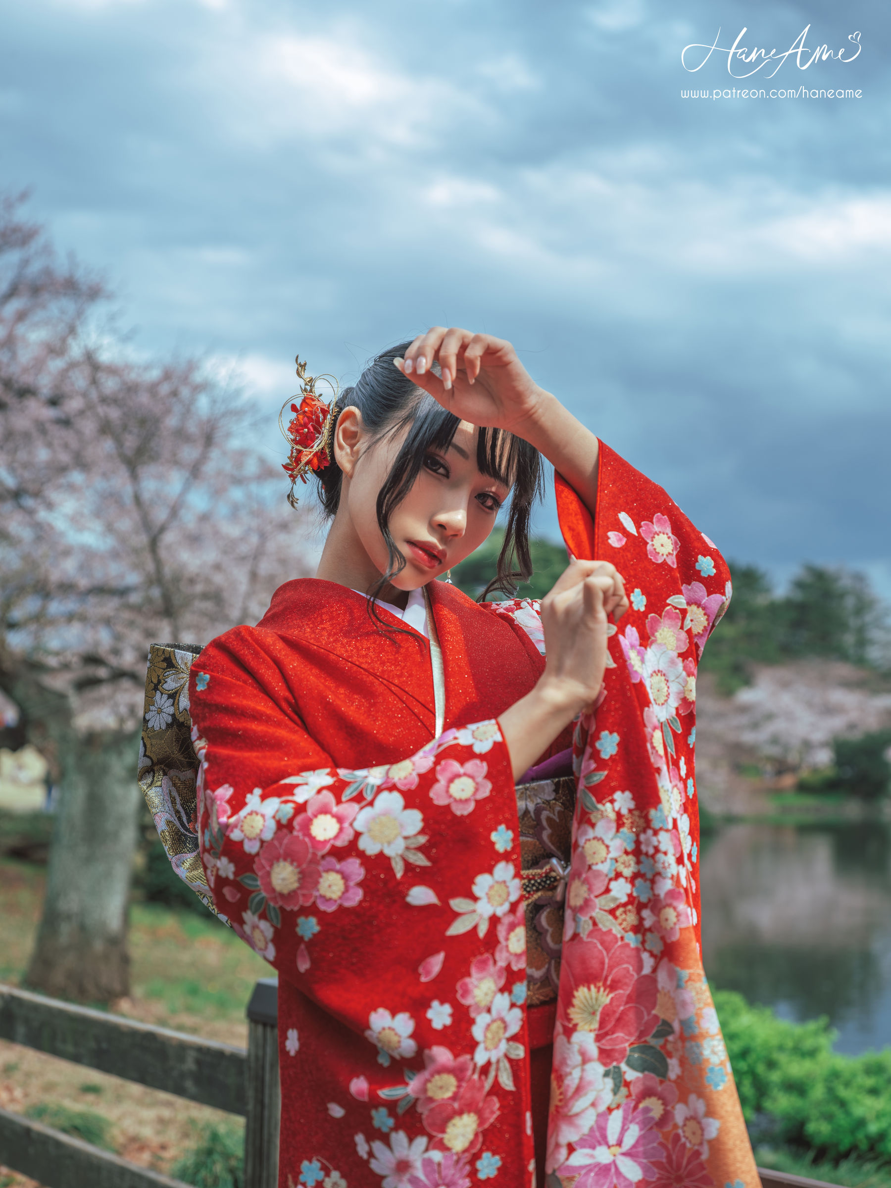 [COS福利] Hane Ame 雨波 - 赤紅和服第8张