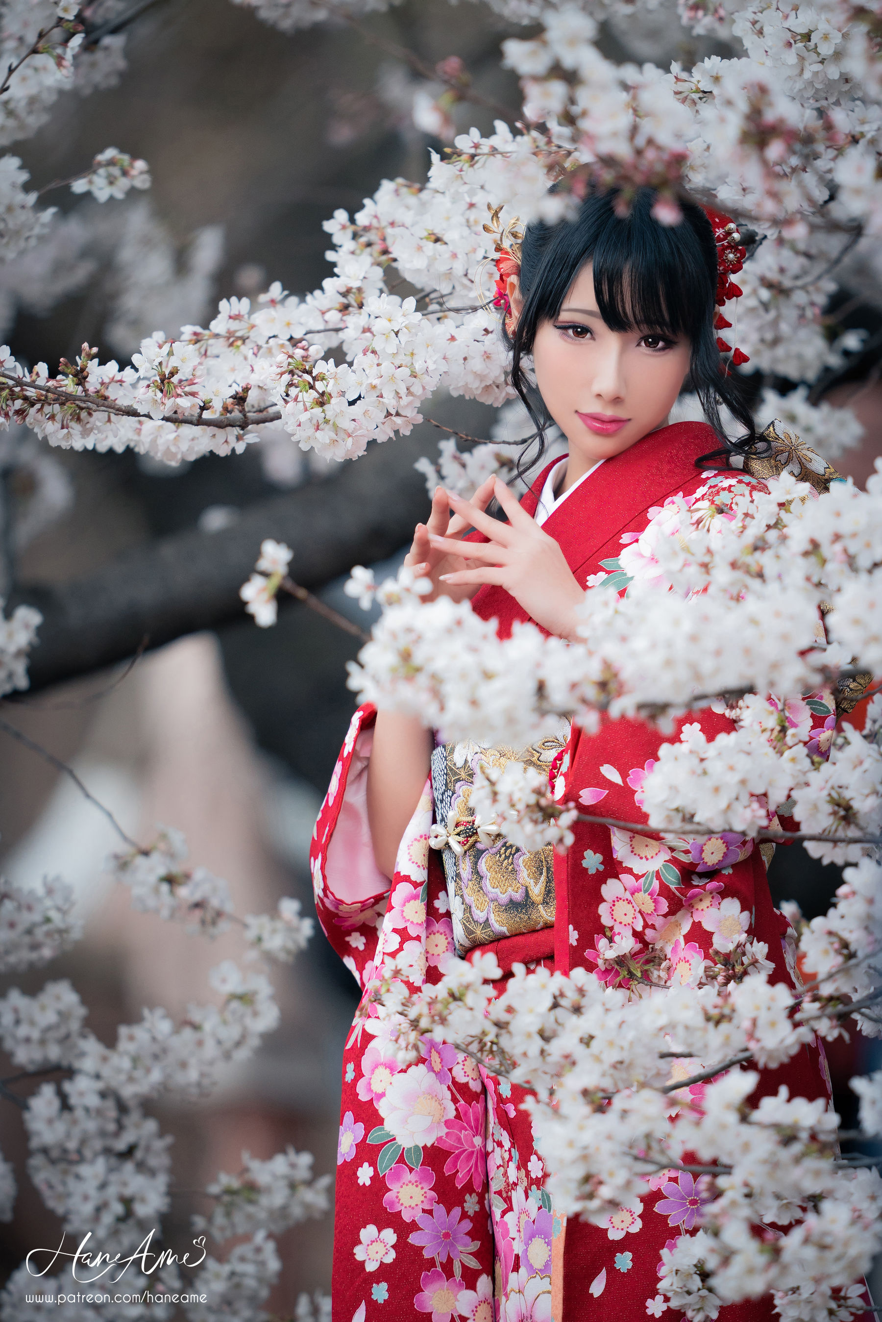 [COS福利] Hane Ame 雨波 - 赤紅和服第6张