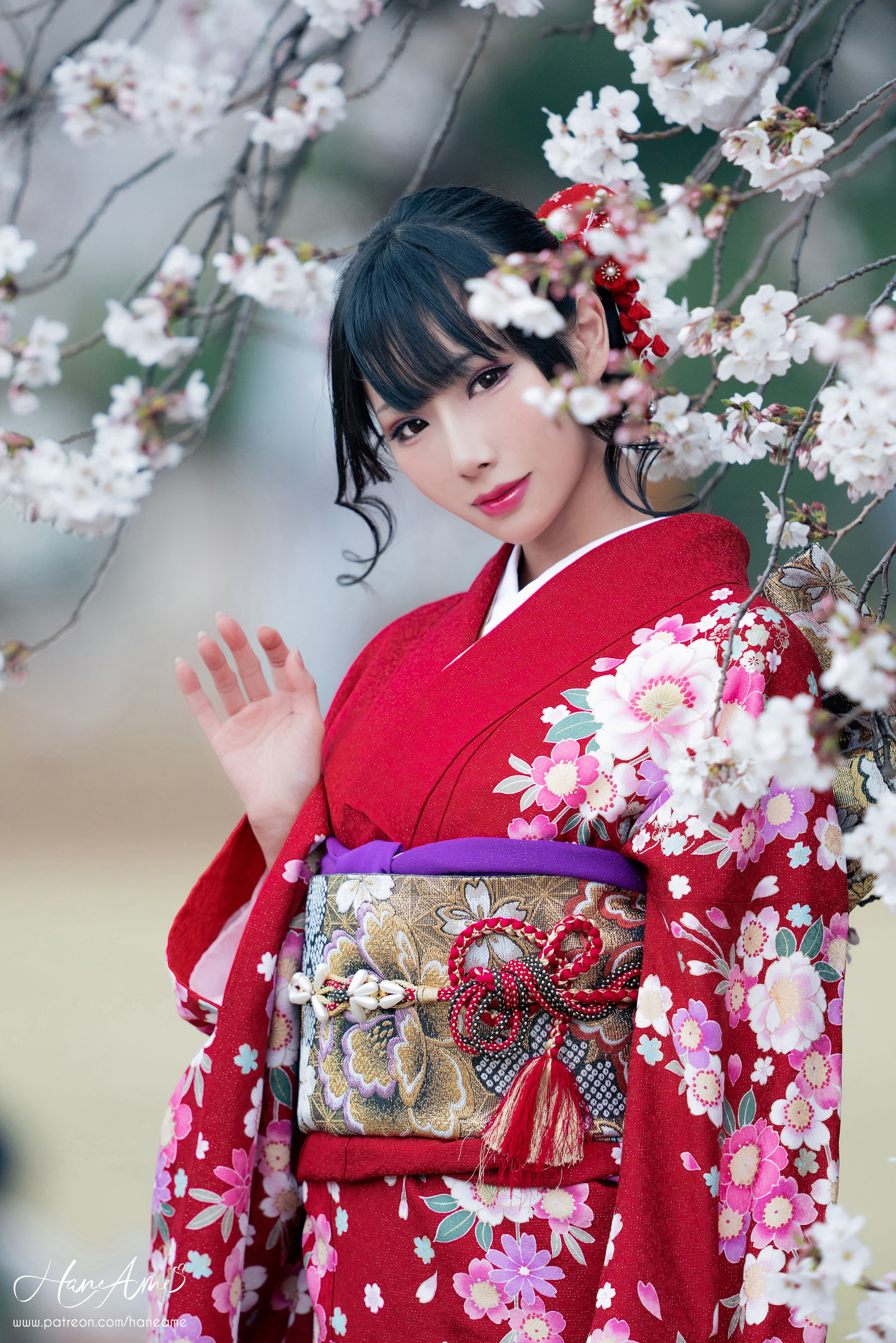 [COS福利] Hane Ame 雨波 - 赤紅和服第2张