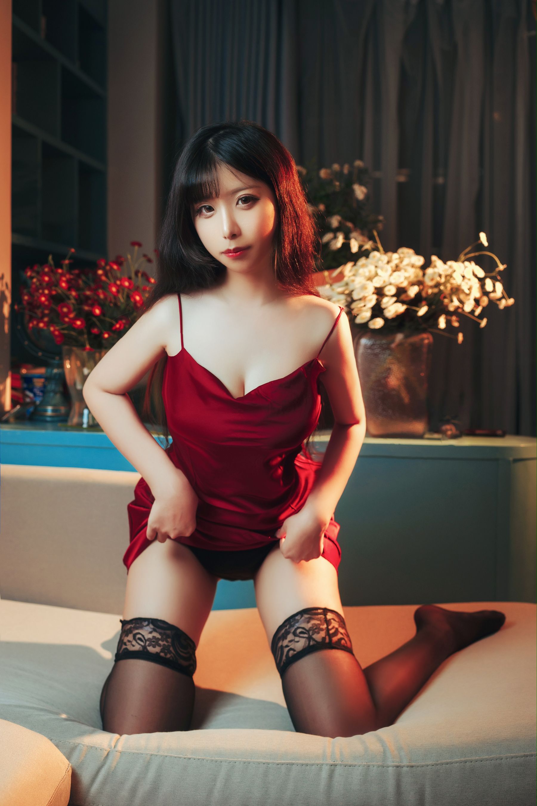 [福利COS] 熊丫丫 - 红色睡裙第6张