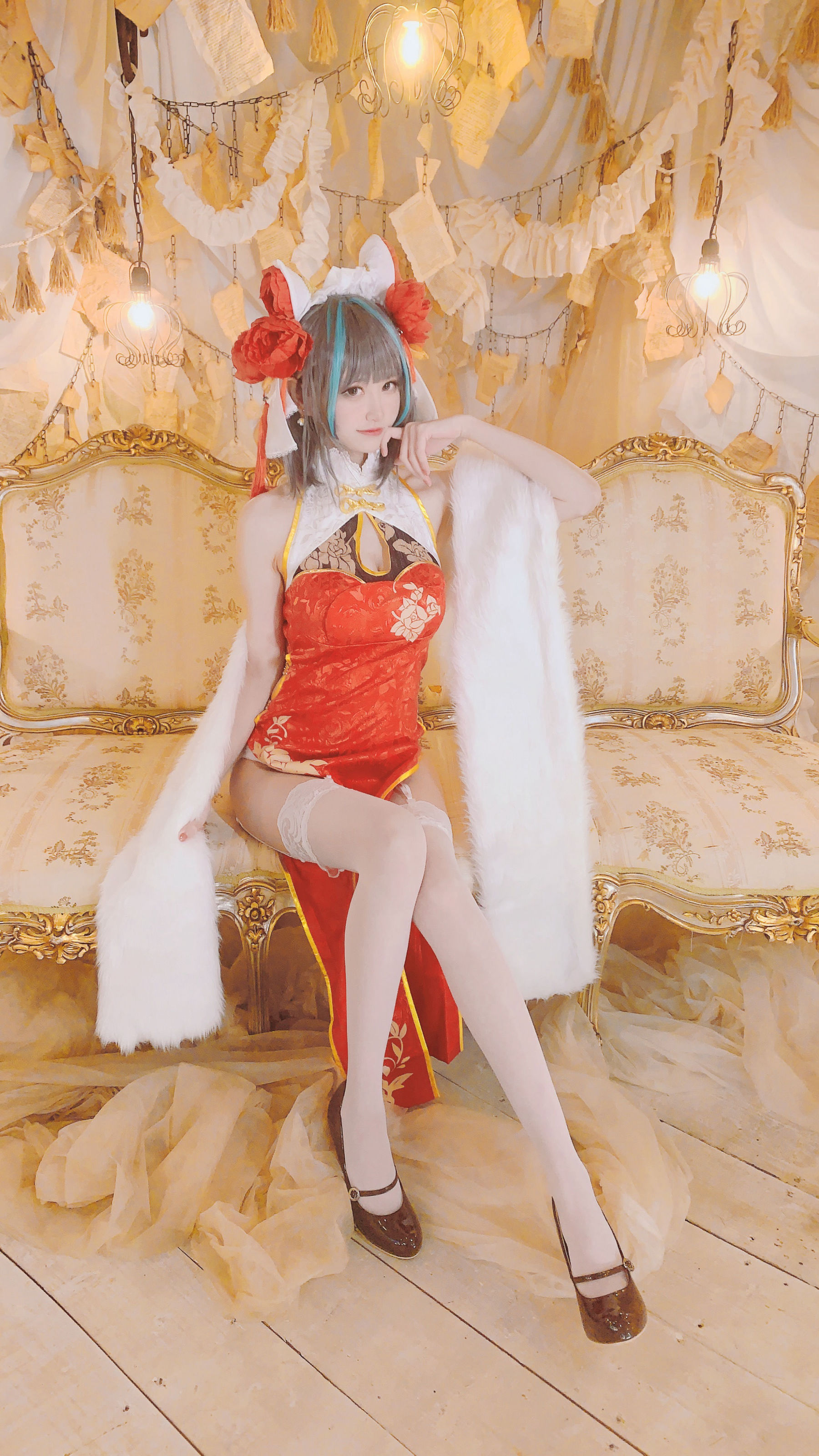 [福利COS] 千阳(ちよ) - 柴郡旗袍cos第4张