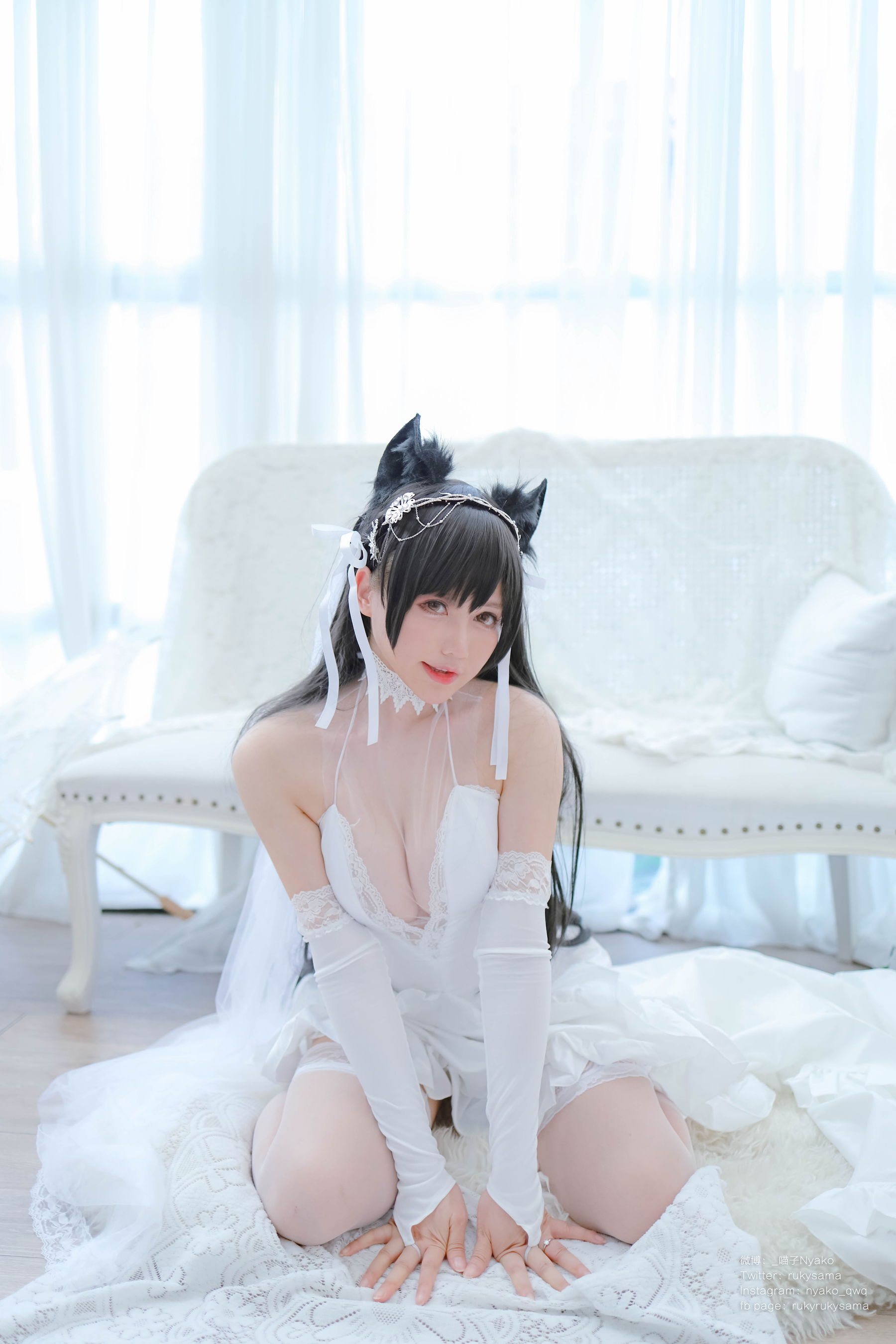 [福利COS] 萌妹子Nyako喵子 - 爱宕婚纱第14张