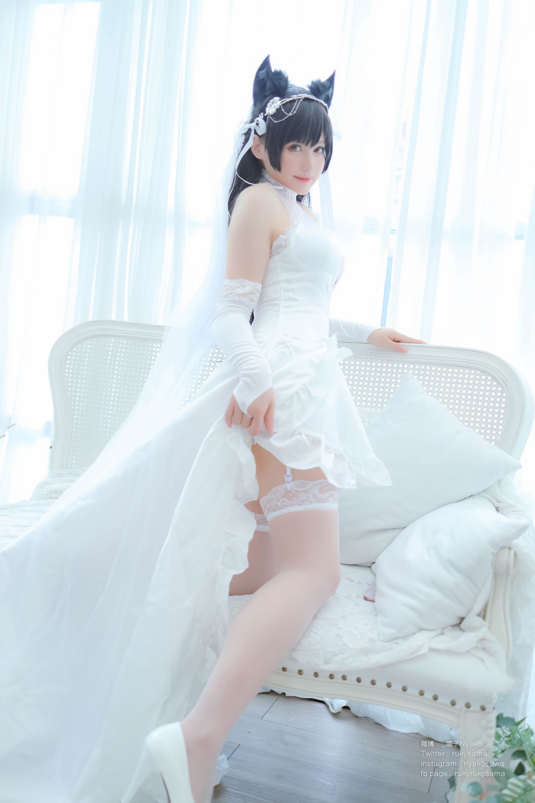 [福利COS] 萌妹子Nyako喵子 - 爱宕婚纱第21张