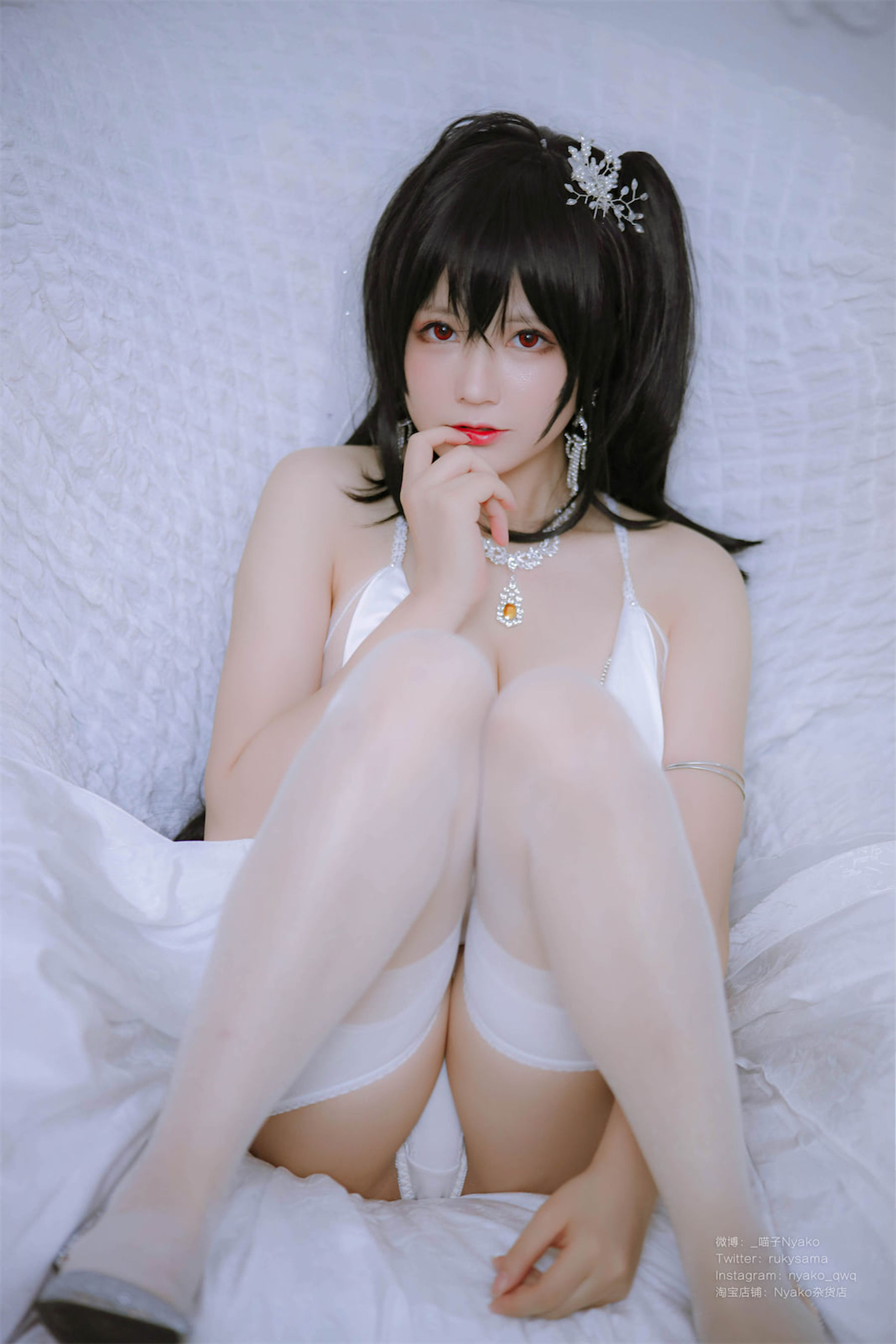 [福利COS] 萌妹子Nyako喵子 - 大凤纯白婚纱第20张