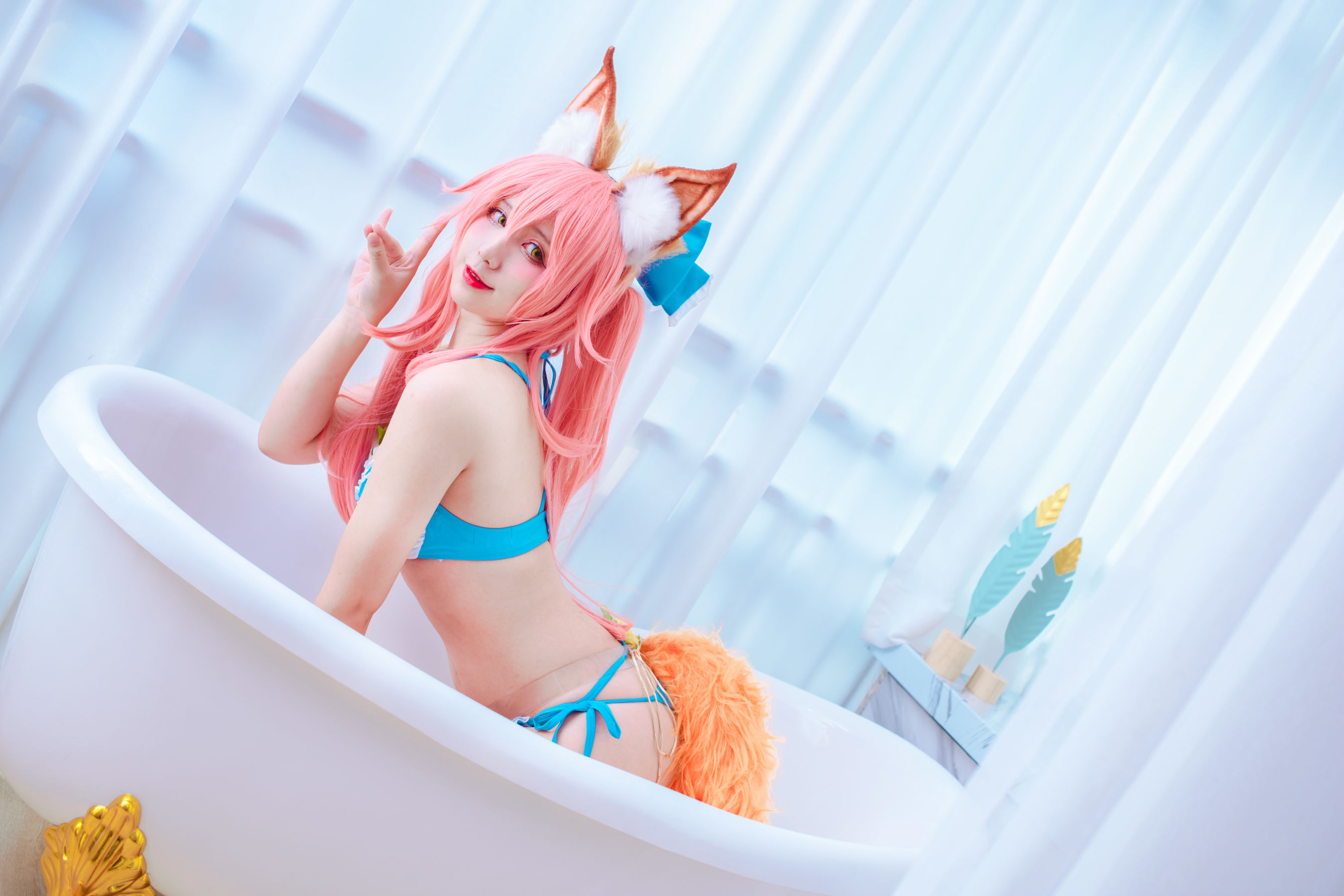 [福利COS] 动漫博主九曲Jean - 玉藻前泳装第1张