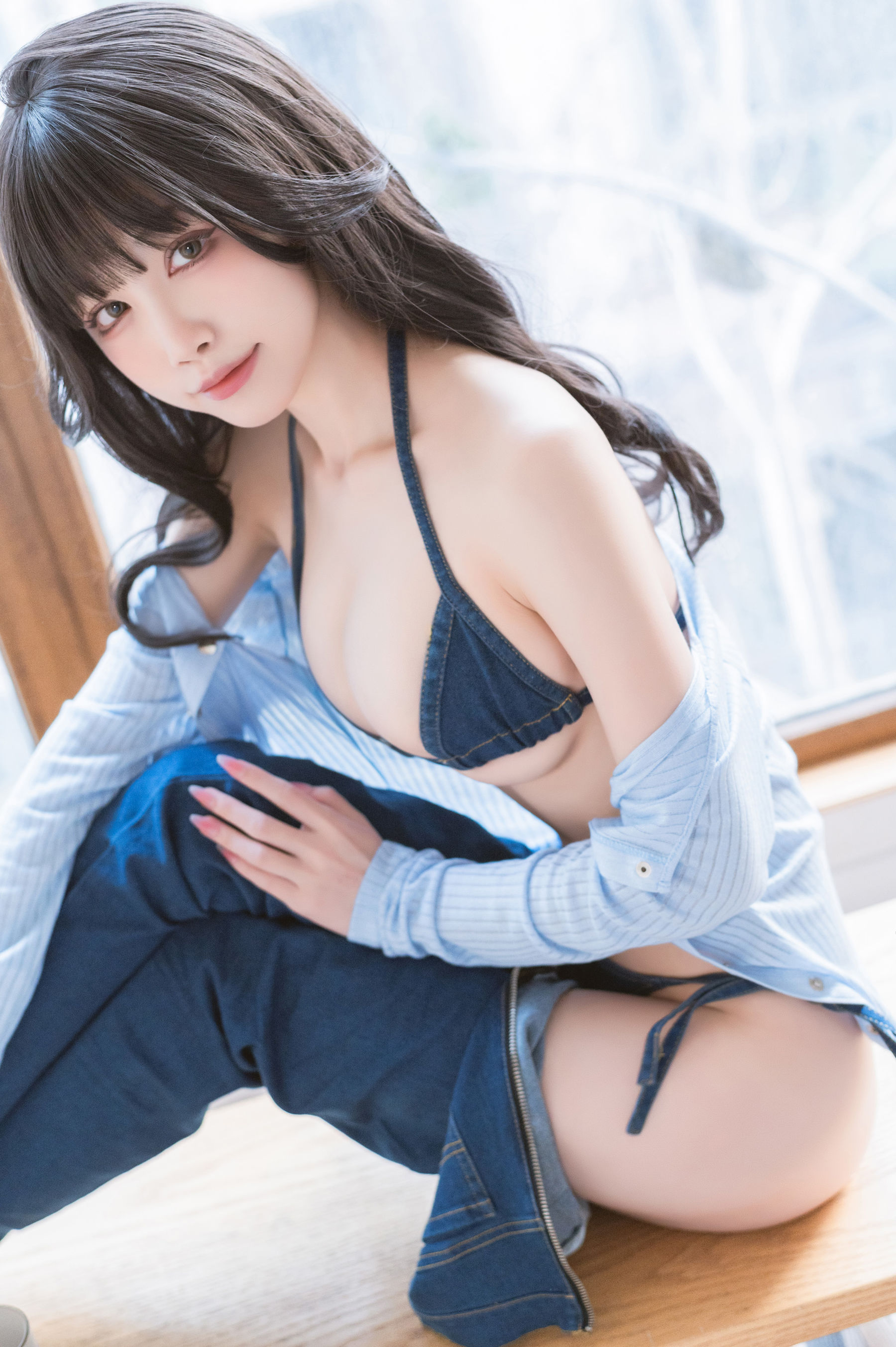 [福利COS] 动漫博主水淼aqua - 牛仔裤第7张