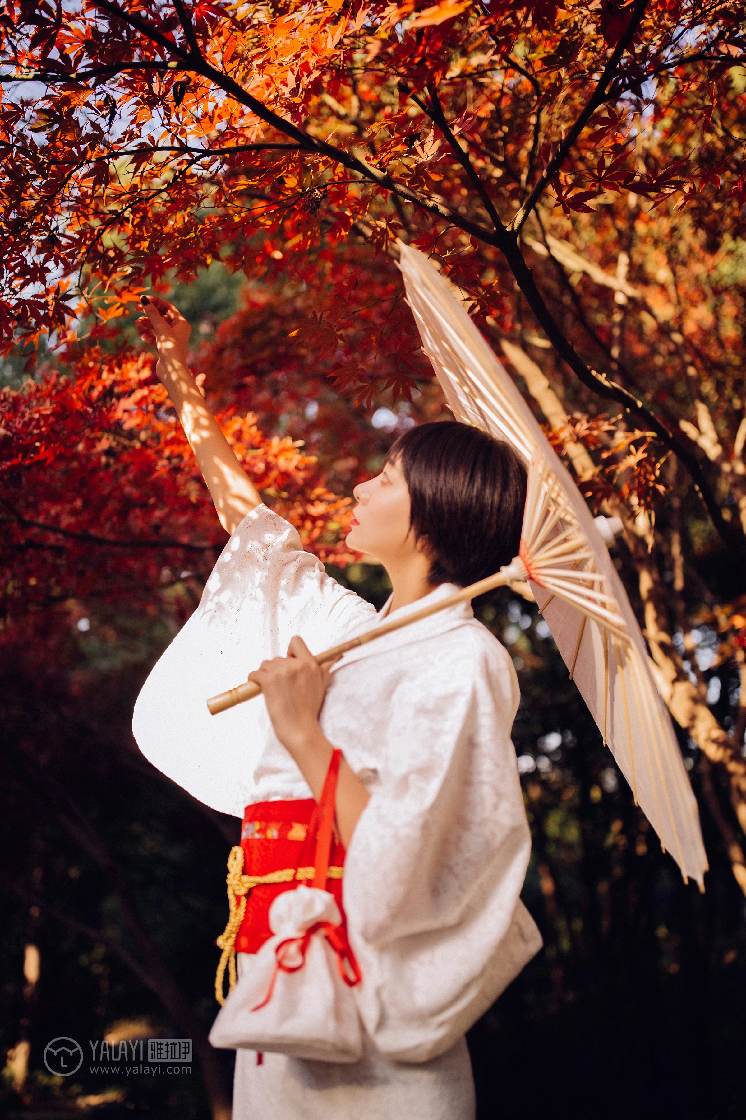 [YALAYI雅拉伊]NO.136 夕阳下的和风少女 静静 白色透视镂空和服性感私房写真集第5张