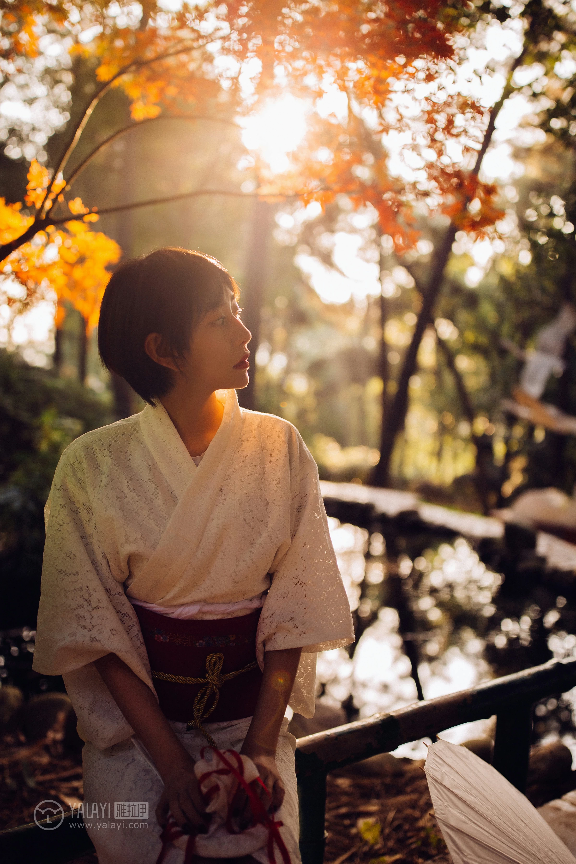 [YALAYI雅拉伊]NO.136 夕阳下的和风少女 静静 白色透视镂空和服性感私房写真集第11张
