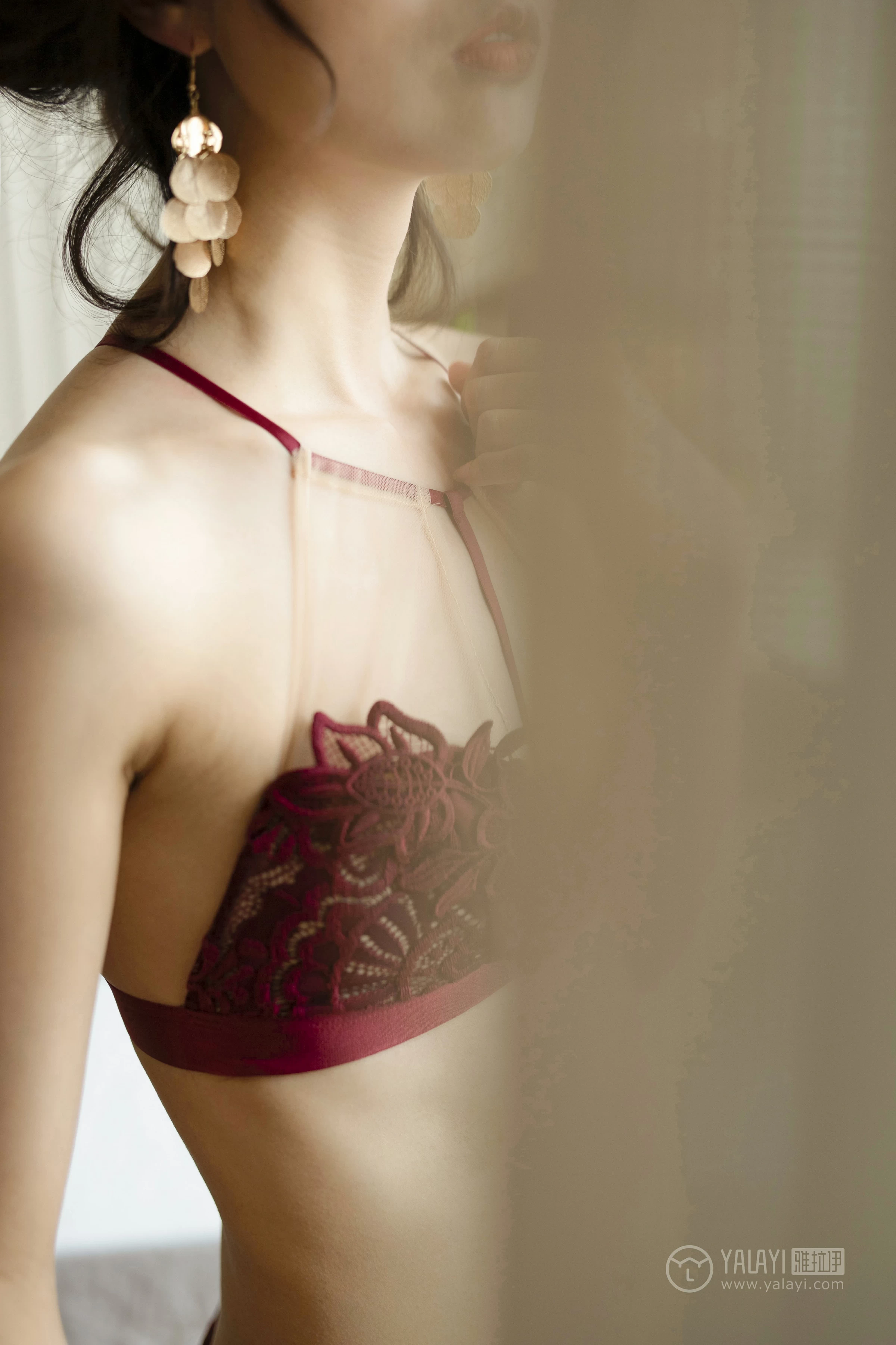 [YALAYI雅拉伊]NO.159 亦幻亦真 佳佳 红色蕾丝内衣与性感比基尼泳装私房写真集第11张