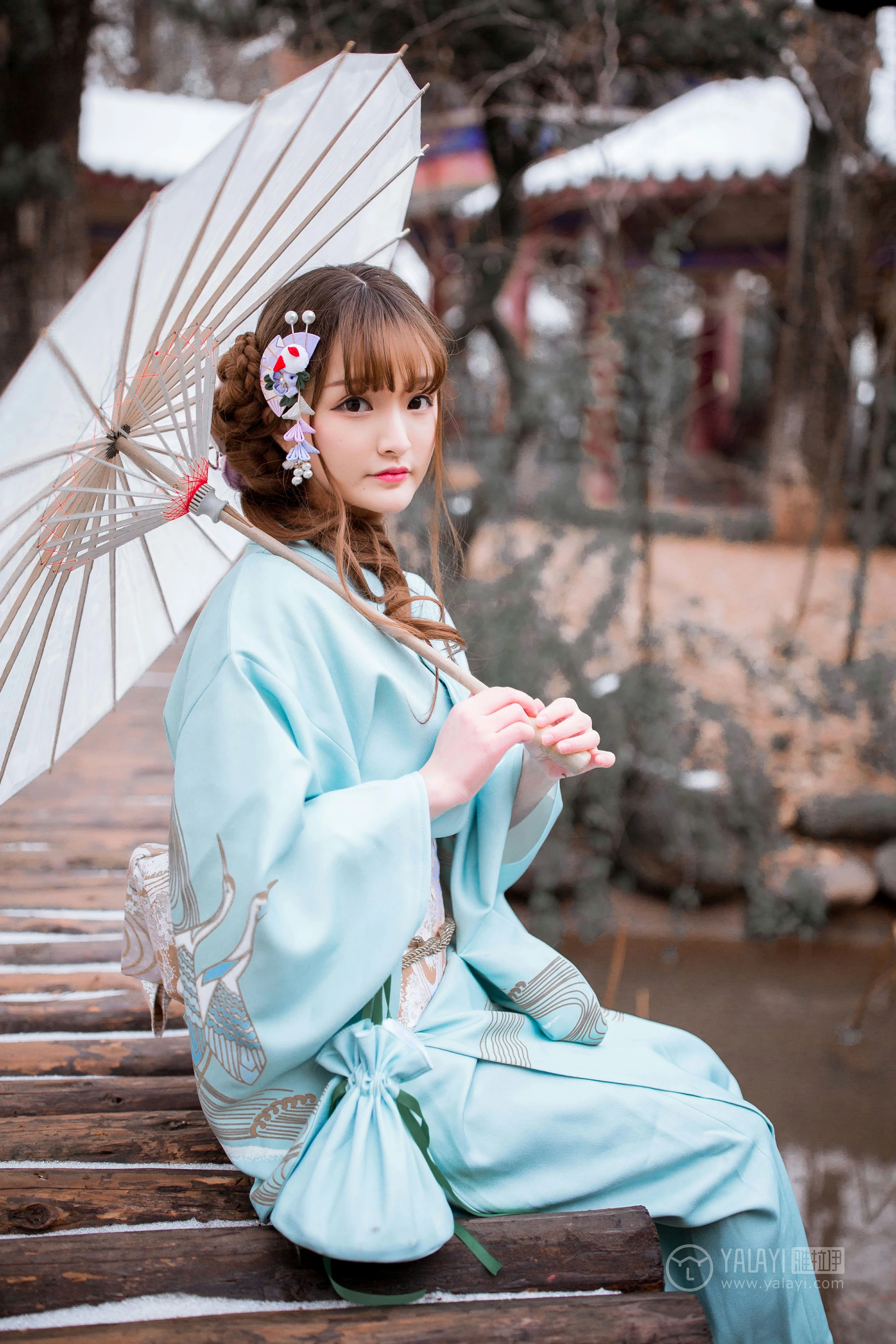 [YALAYI雅拉伊]No.192 赏雪 团团 淡蓝色和服性感私房写真集第16张