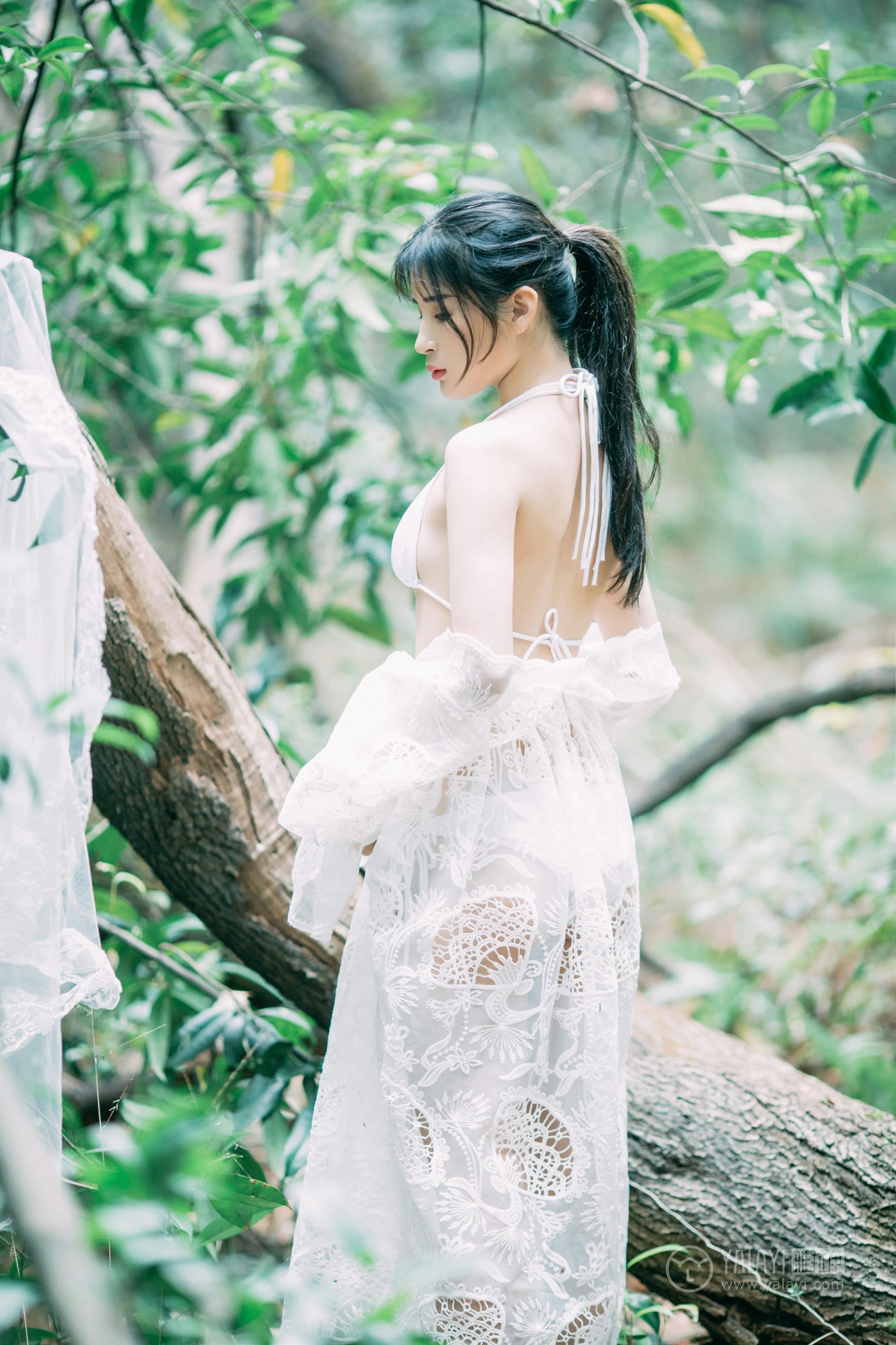[YALAYI雅拉伊]No.194 仙乐飘飘 阿惜 白色透视镂空连衣裙加白色内衣性感私房写真集第14张