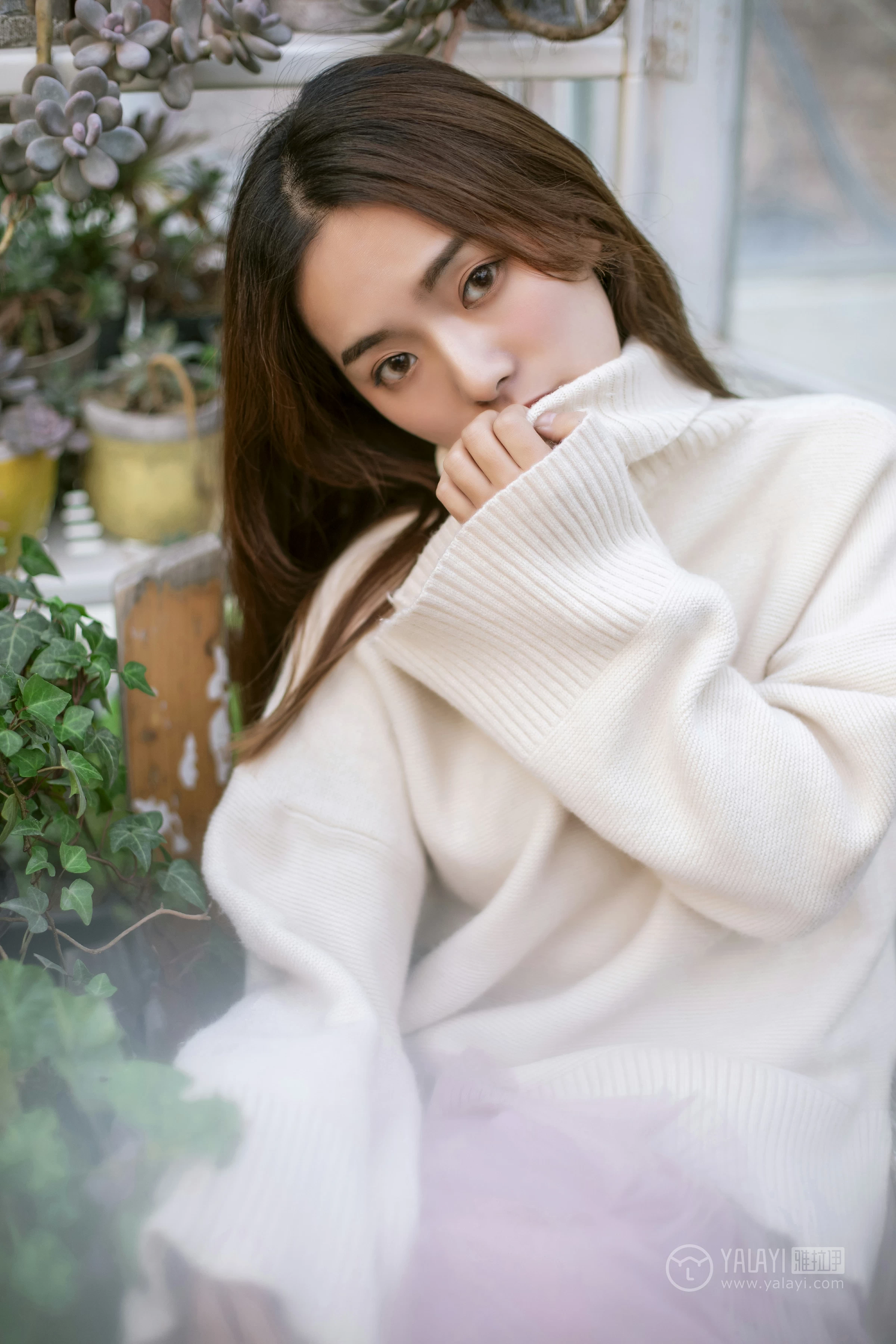 [YALAYI雅拉伊]No.209 温柔的你 白日梦 白色连身毛衣清新私房写真集第13张