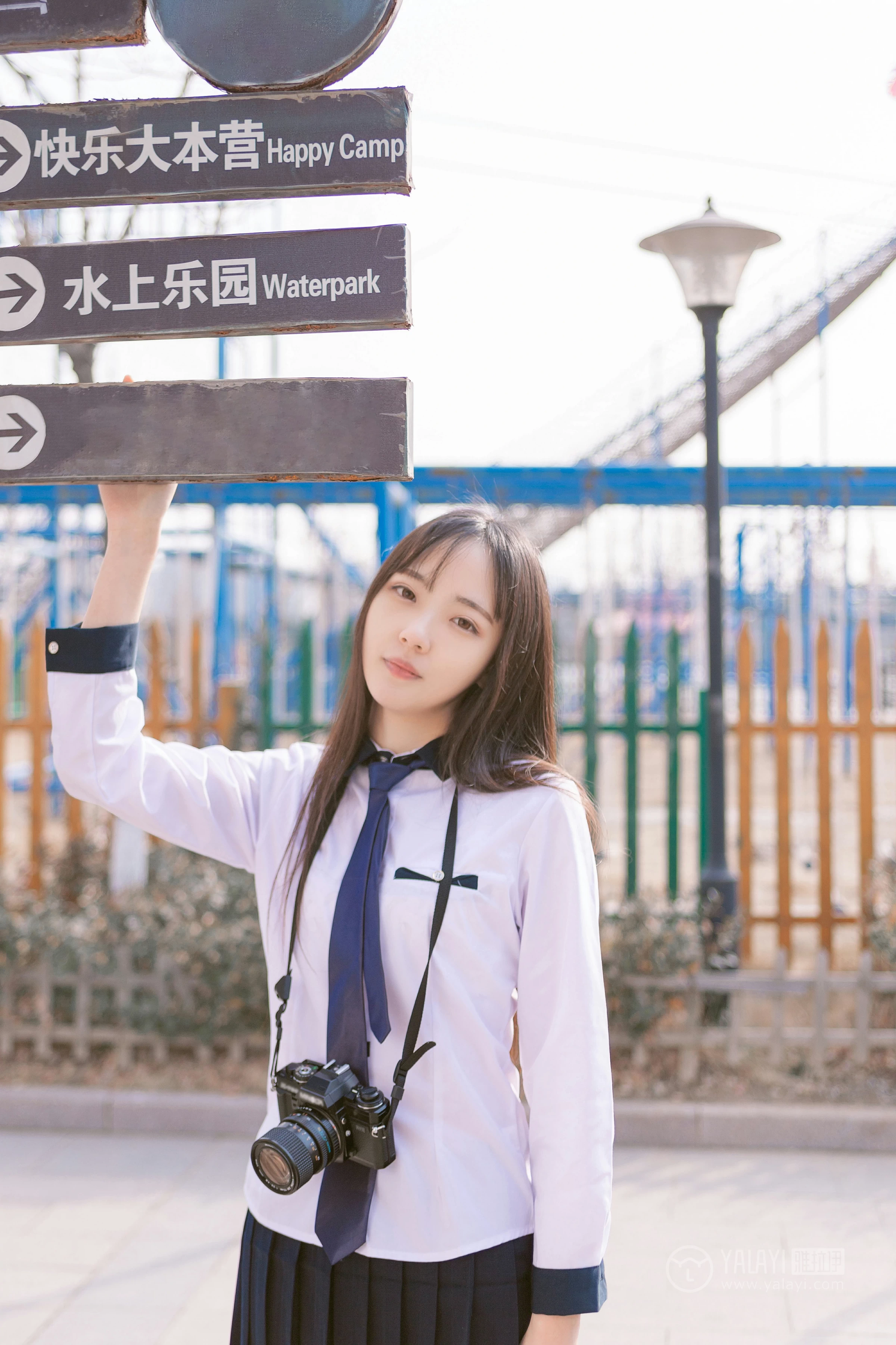 [YALAYI雅拉伊]No.229 小清新 文慧慧 日本高中女生制服与短裙加黑色丝袜美腿性感私房写真集第9张