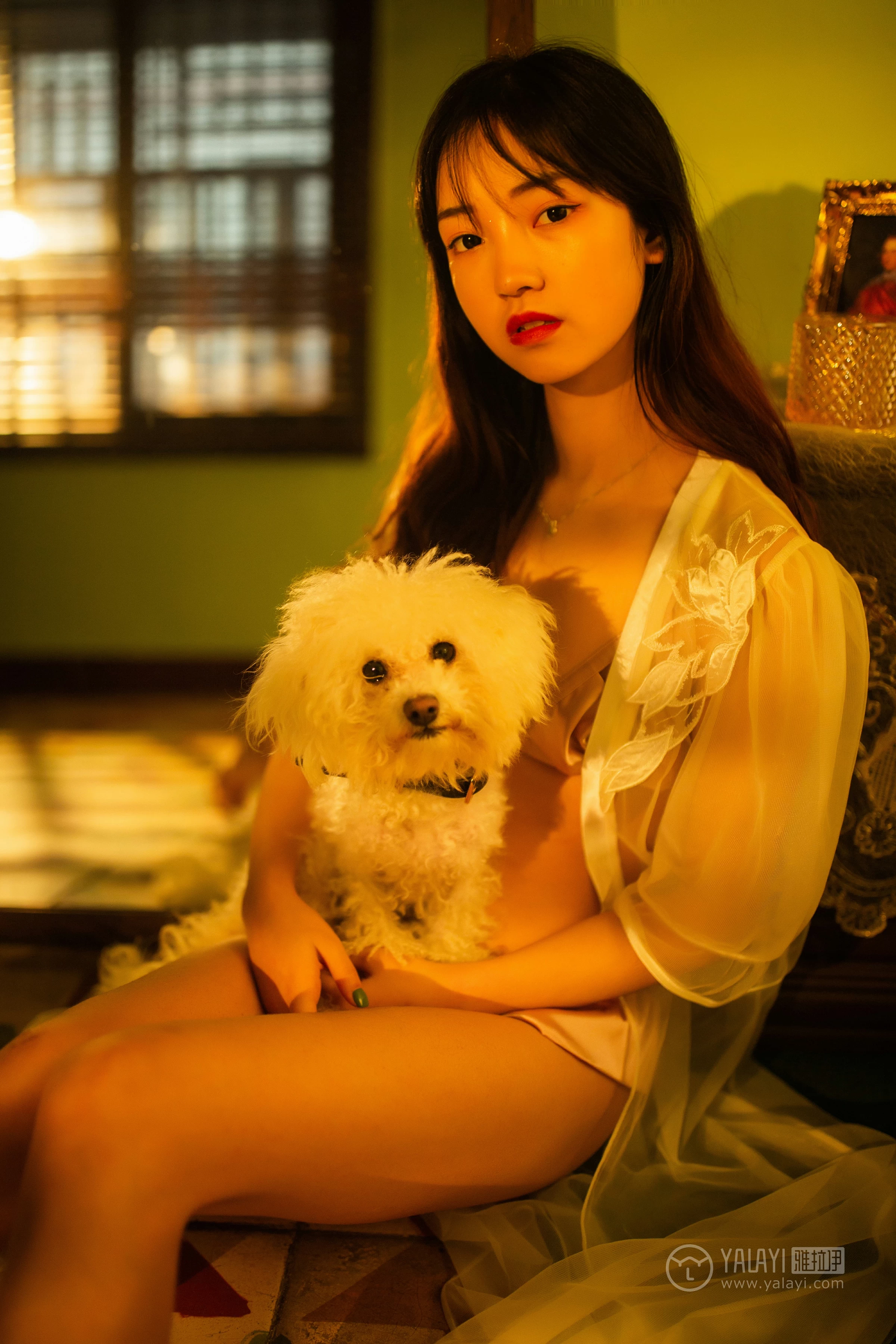 [YALAYI雅拉伊]No.233 《爱囚》 天蓝酱 白色透视睡衣加金色情趣内衣性感私房写真集第3张