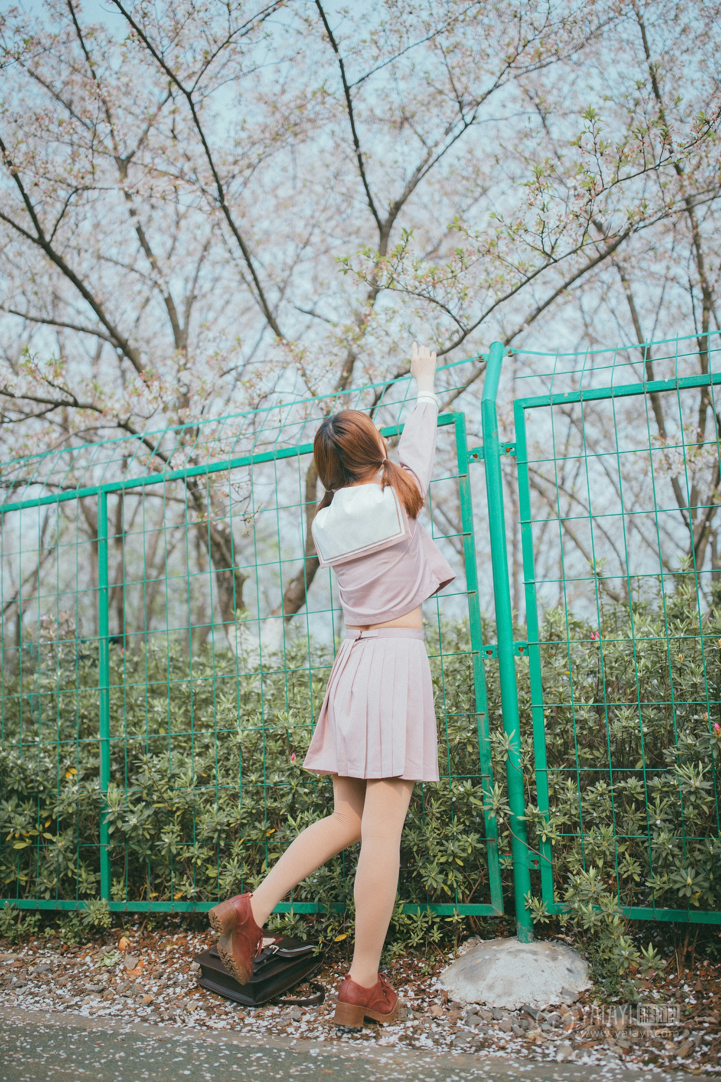 [YALAYI雅拉伊]No.246 樱花樱花想见你 团团 日本高中女生制服加肉色丝袜美腿性感私房写真集第10张