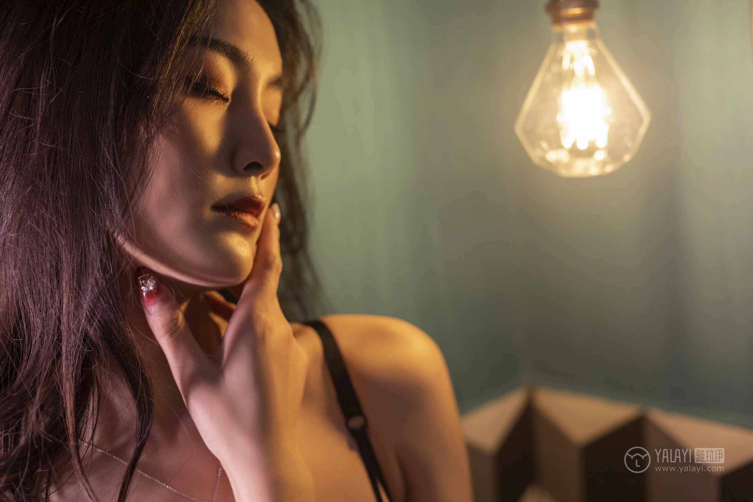 [YALAYI雅拉伊]No.266 情难自禁 项兴咏 黑色蕾丝内衣性感私房写真集第4张