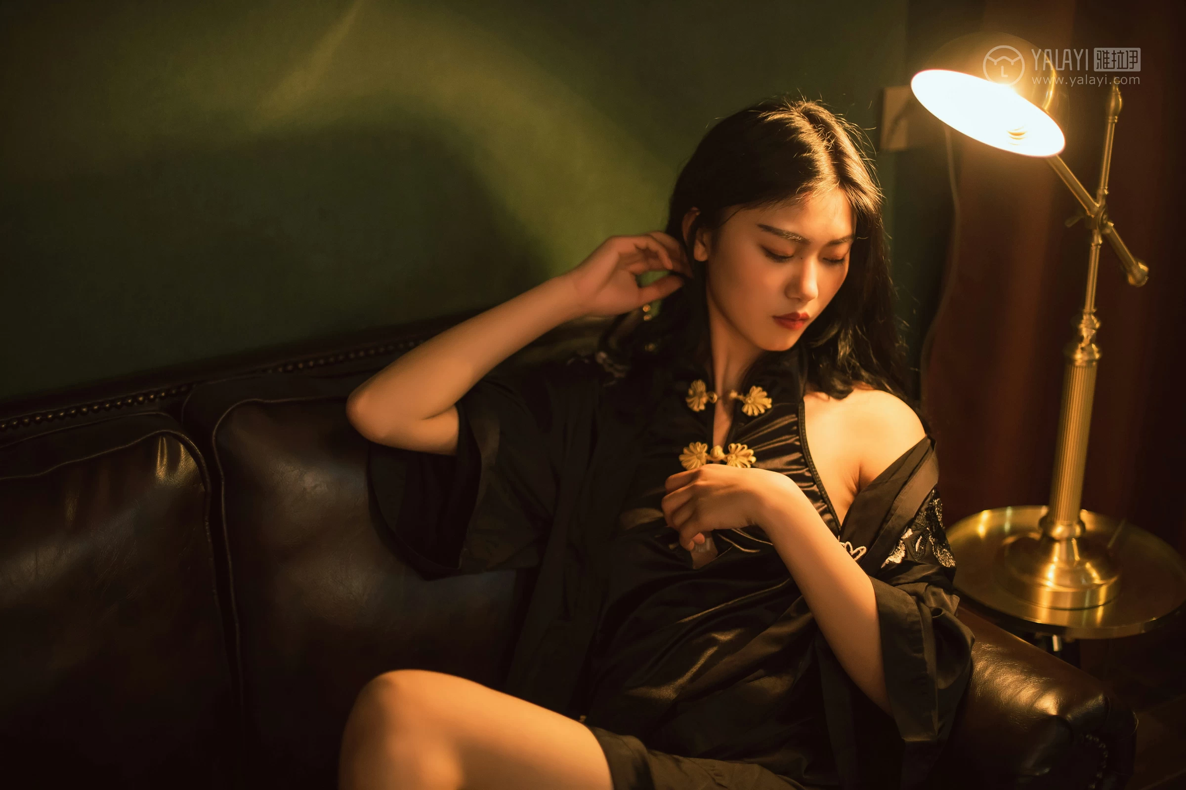 [YALAYI雅拉伊]No.309 夜来香 和风 黑色睡衣加黑色情趣旗袍性感私房写真集第10张