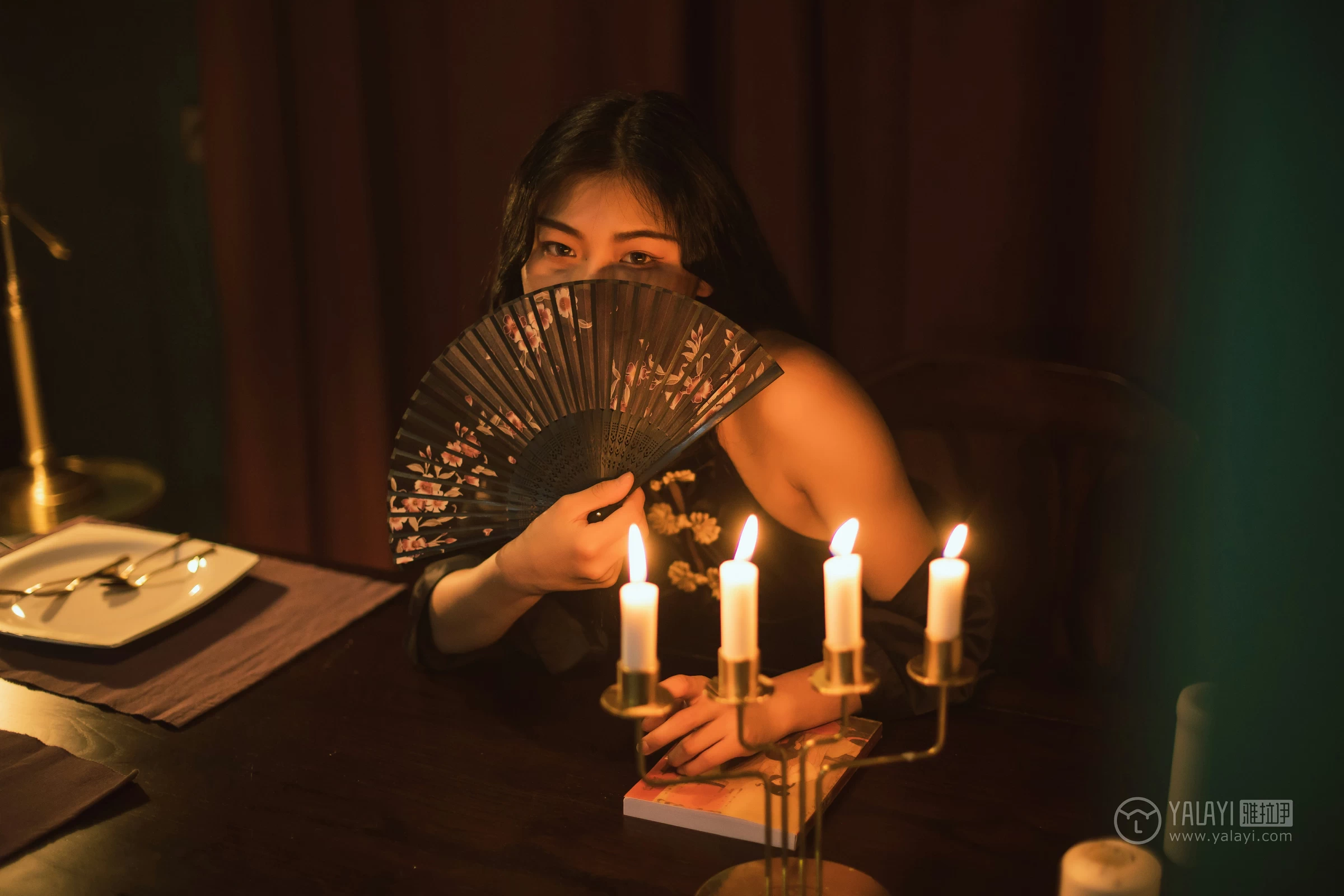 [YALAYI雅拉伊]No.309 夜来香 和风 黑色睡衣加黑色情趣旗袍性感私房写真集第13张