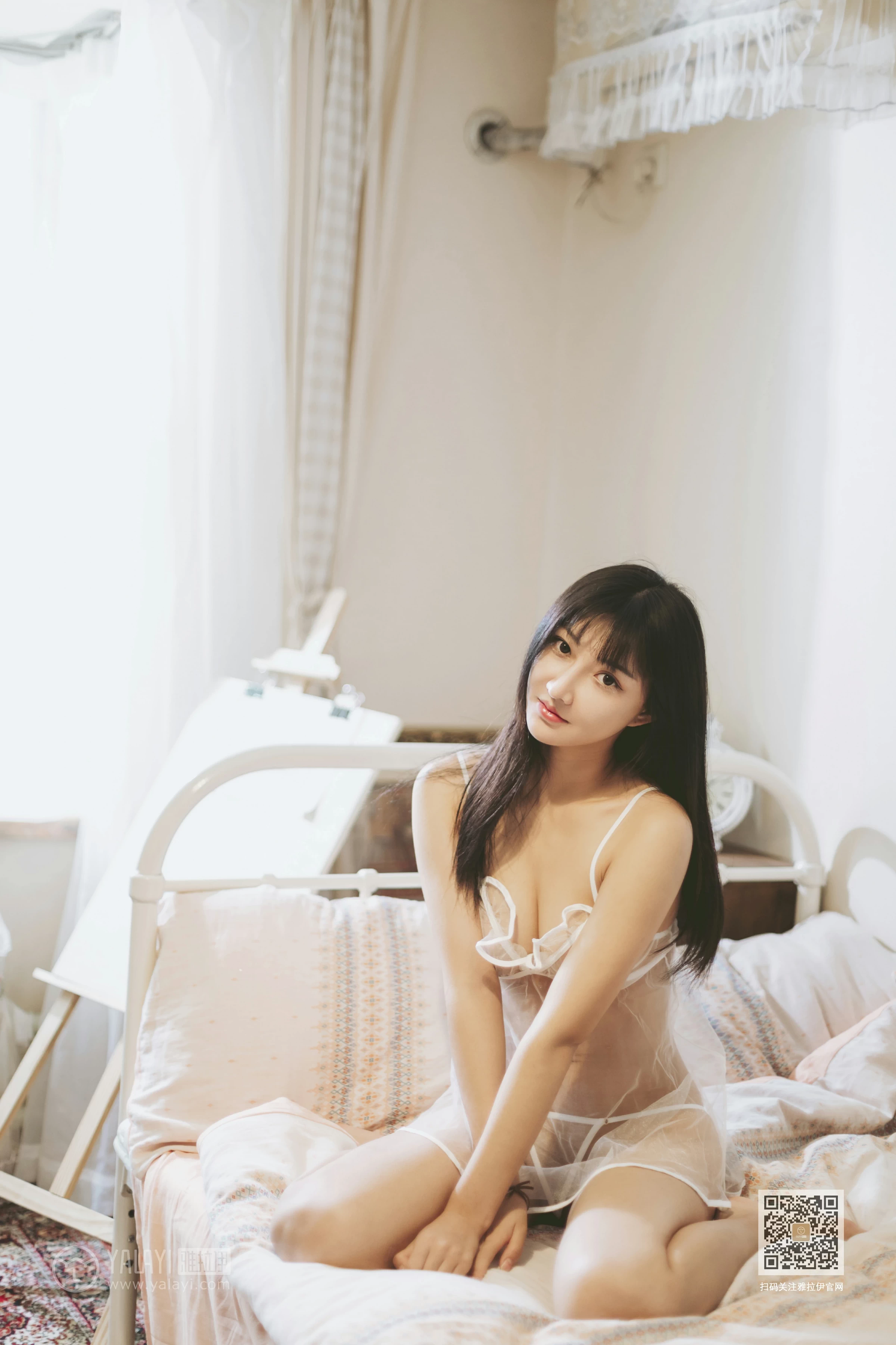 [YALAYI雅拉伊]Vol.489 肌衫透骨 韩熙 白色透视情趣内衣性感私房写真集第3张