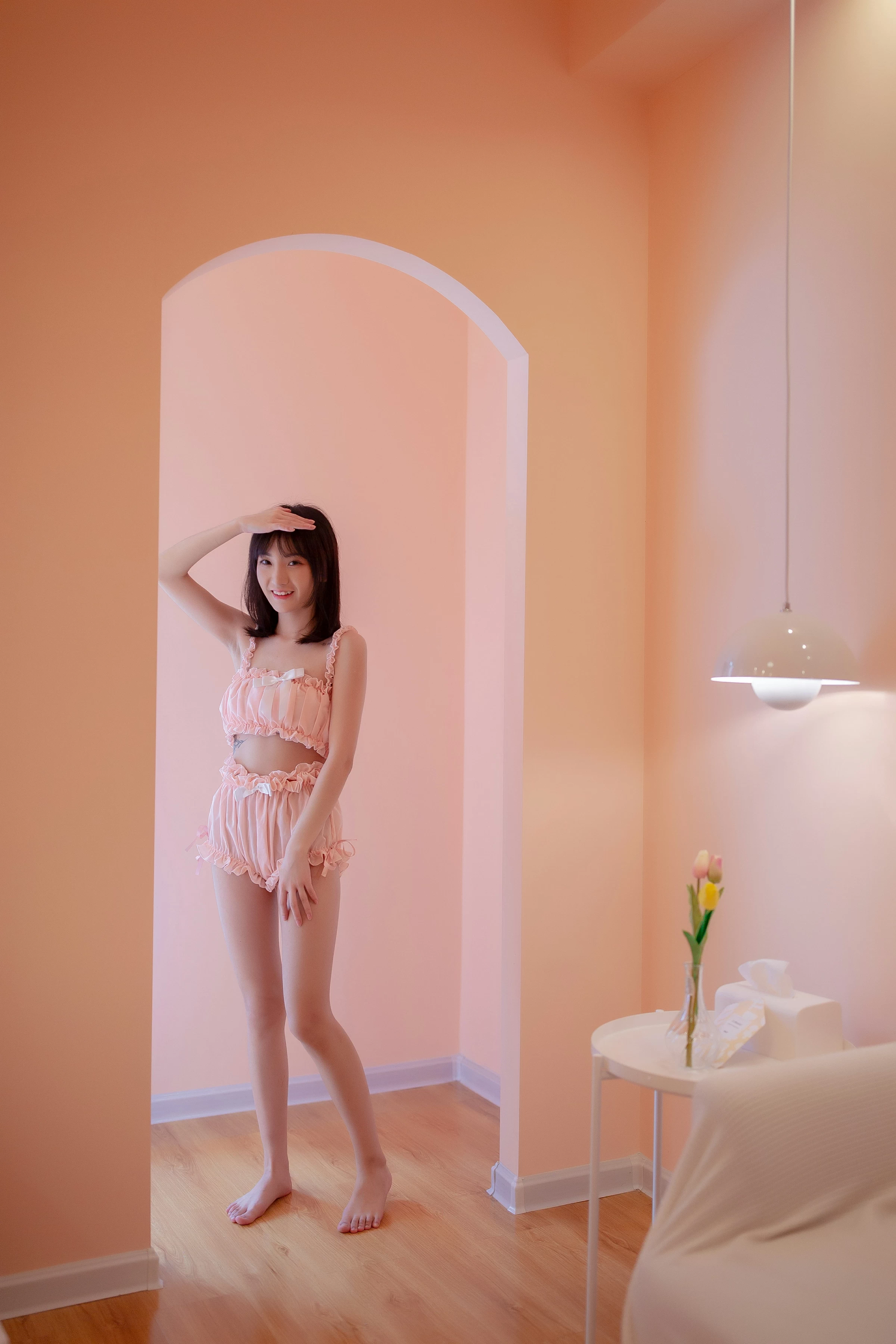 [YALAYI雅拉伊]NO.697 《女友宅日志》 落落 粉色情情趣内衣加短裤性感私房写真集第6张