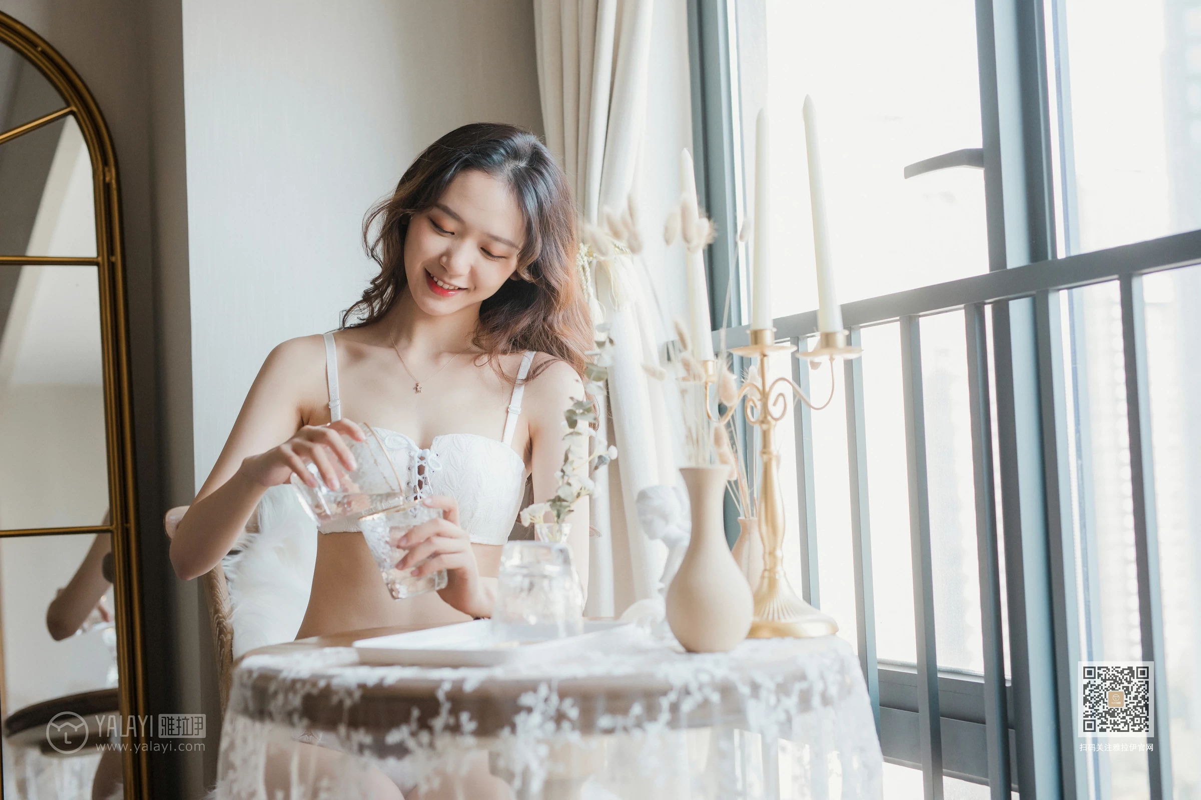 [YALAYI雅拉伊]Vol.467 专属下午茶 晓琳 白色蕾丝内衣性感私房写真集第13张