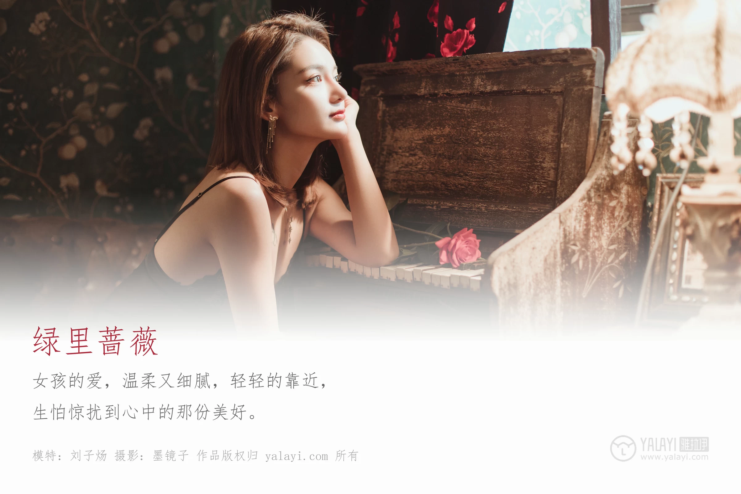 [YALAYI雅拉伊]Vol.519 绿里蔷薇 刘子扬 黑色透视情趣内衣性感私房写真集第1张