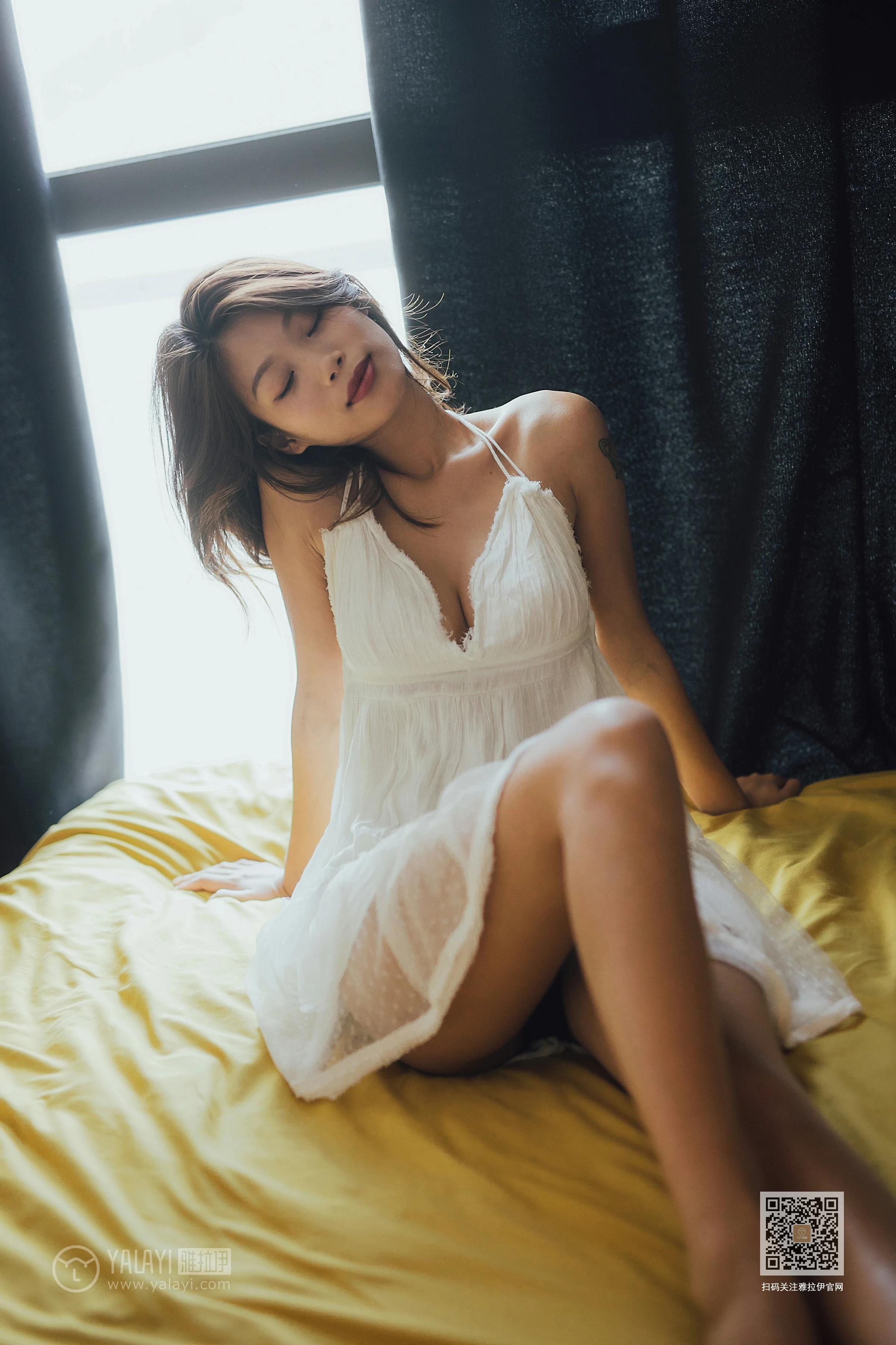 [YALAYI雅拉伊]Vol.523 薄纱雾绕 静初 白色透视吊带睡衣裙性感私房写真集第7张