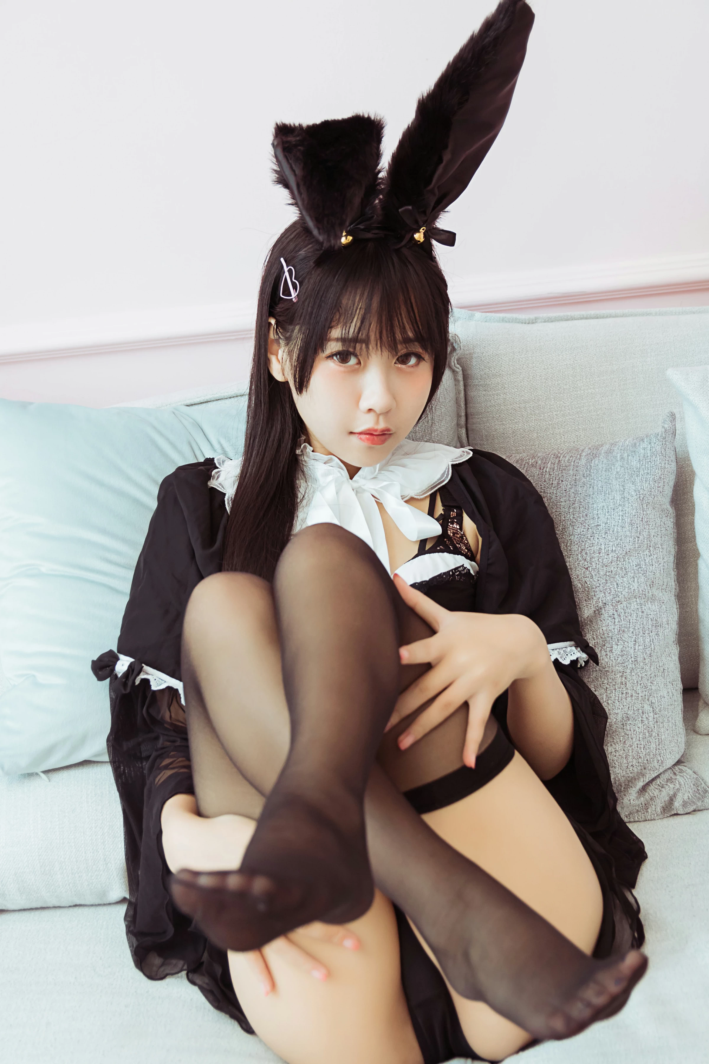 [YALAYI雅拉伊]NO.616 《今晚穿了女仆装》 甜酱吖 黑色情趣制服内衣加黑丝美腿性感私房写真集第14张