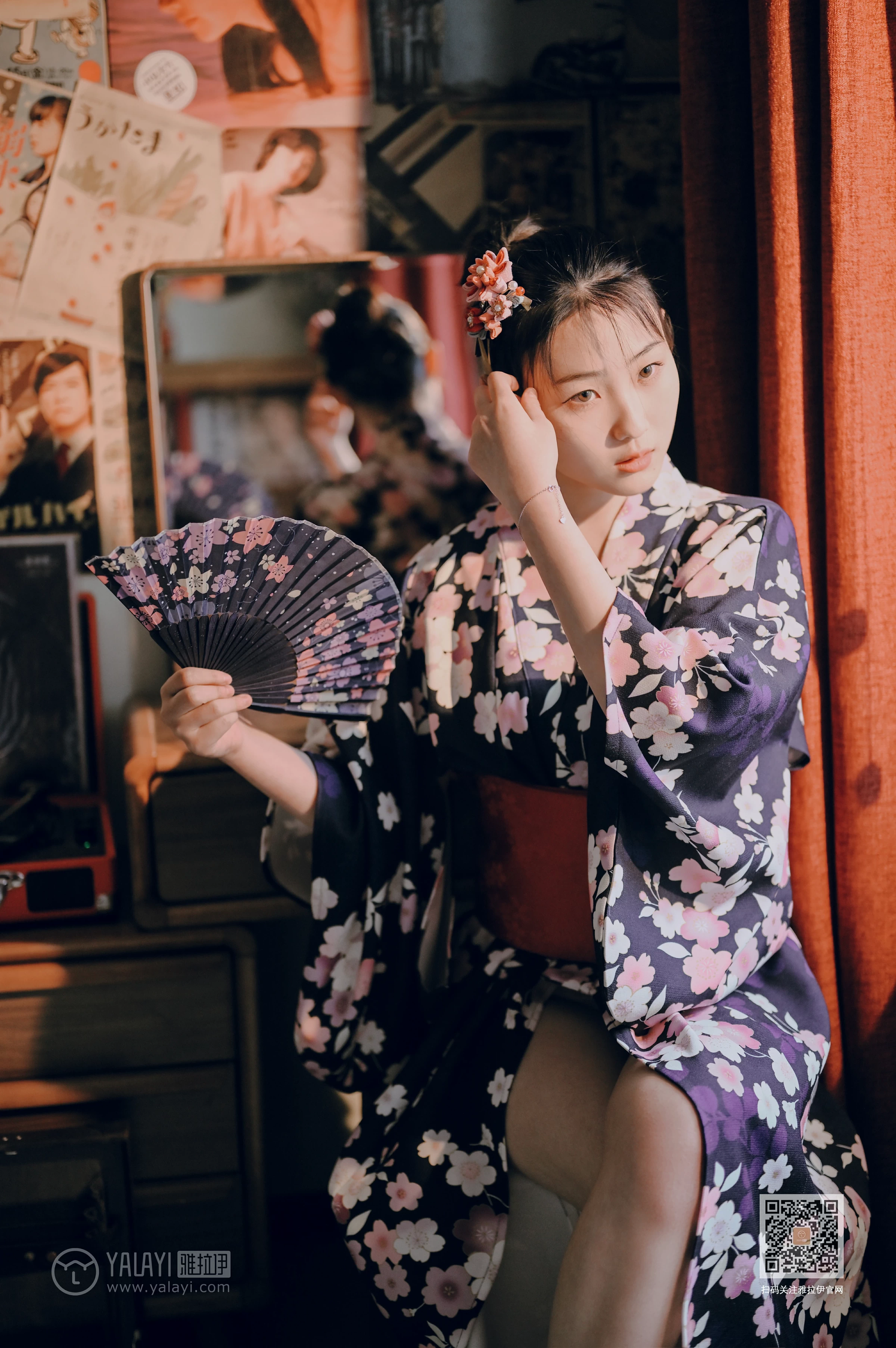 [YALAYI雅拉伊]NO.635 《和服少女》 沈伊 黑色和服加白色蕾丝内衣性感私房写真集第4张