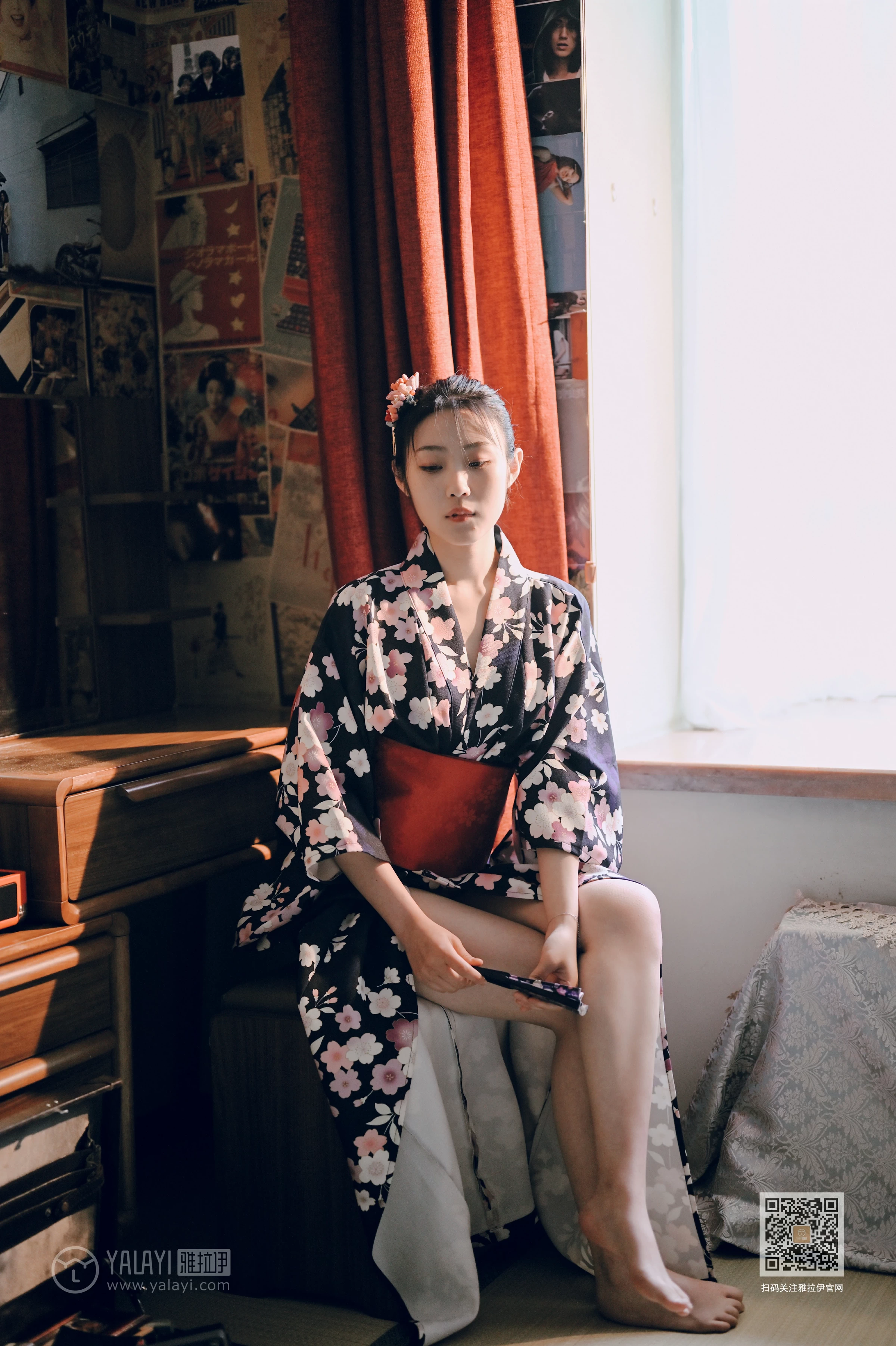 [YALAYI雅拉伊]NO.635 《和服少女》 沈伊 黑色和服加白色蕾丝内衣性感私房写真集第6张