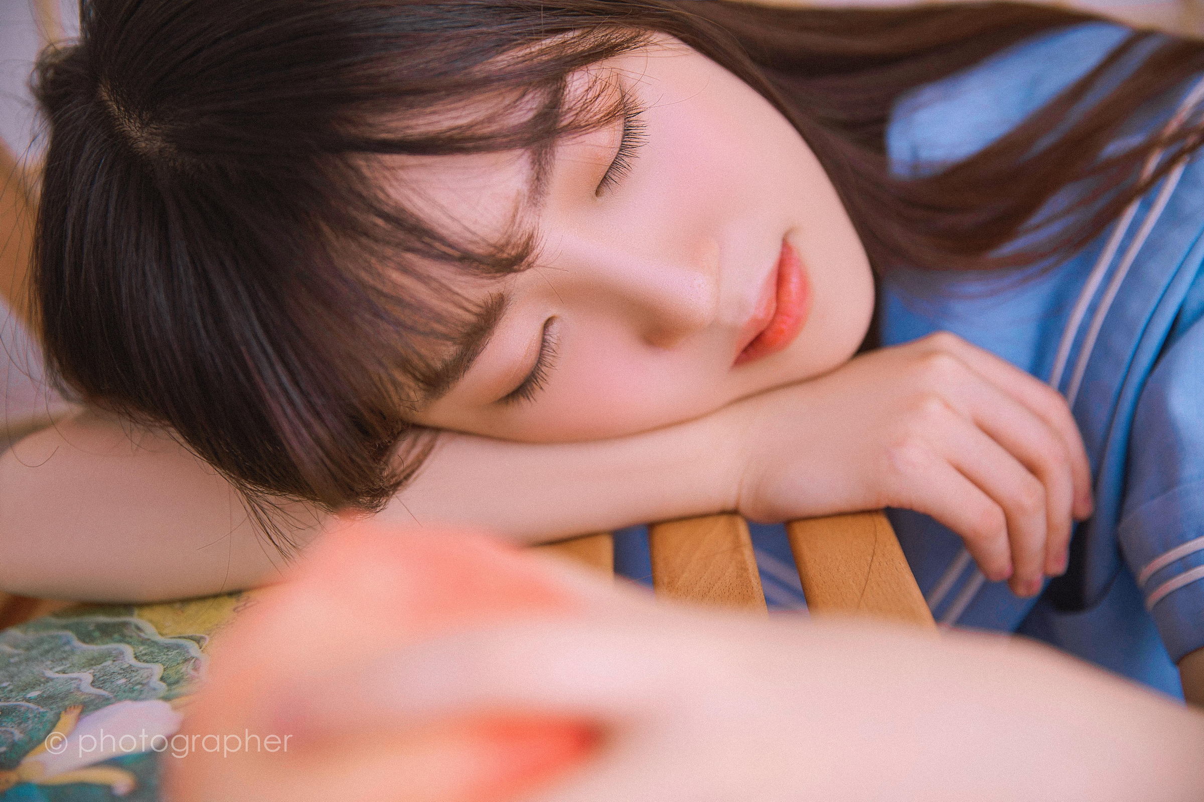 [YALAYI雅拉伊]2022.04.18 感觉良好 青春美少女 蓝色JK水手制服与粉色内衣性感私房写真集第1张