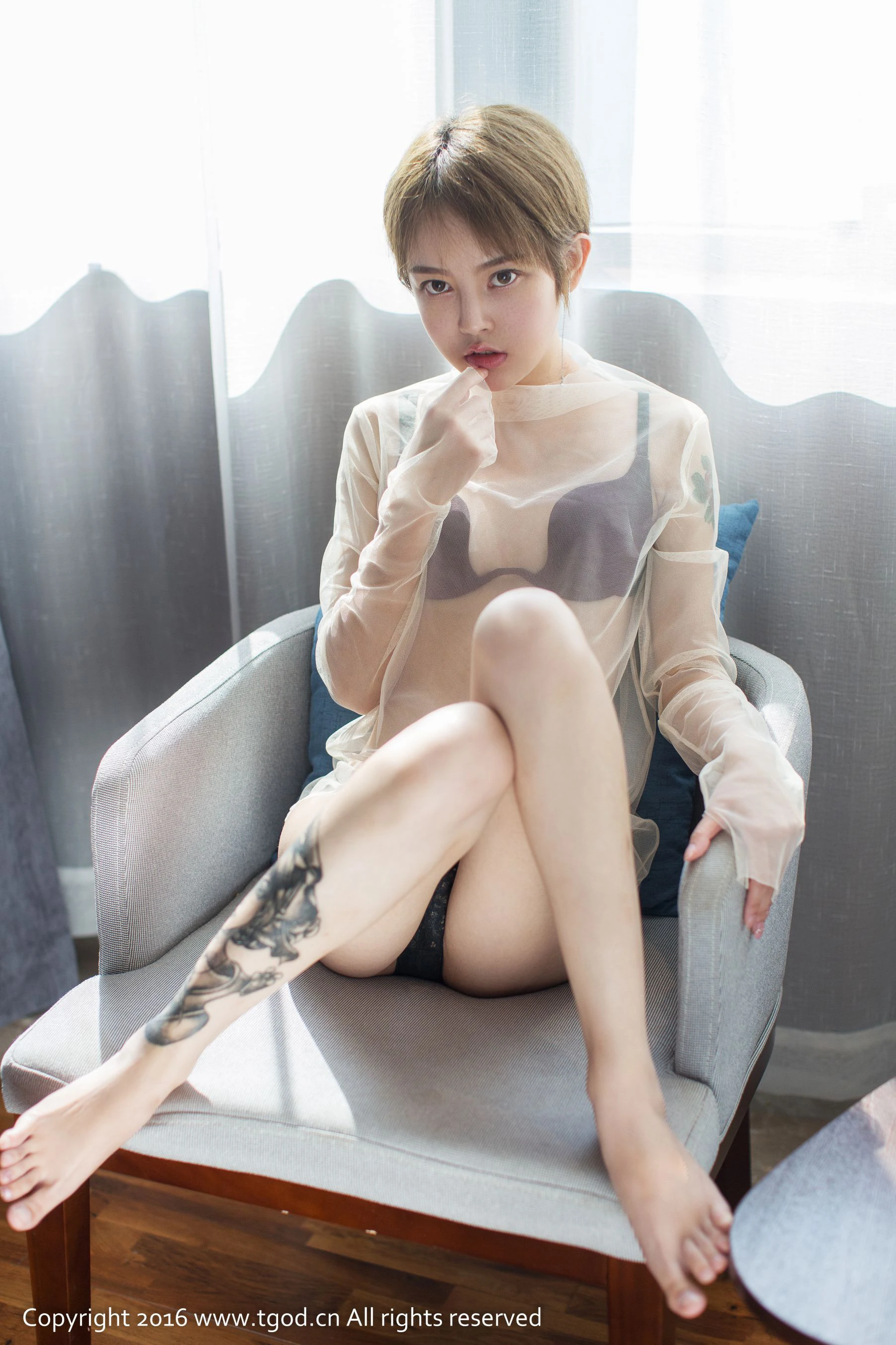  lynne黎茉《透视装短发妹子》 推女神/尤蜜荟第2张